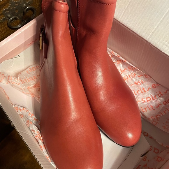 Red Ankle Boots with Buckle - Picture 2 of 3